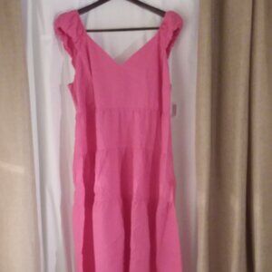 Old Navy Pink Cotton Midi Dress